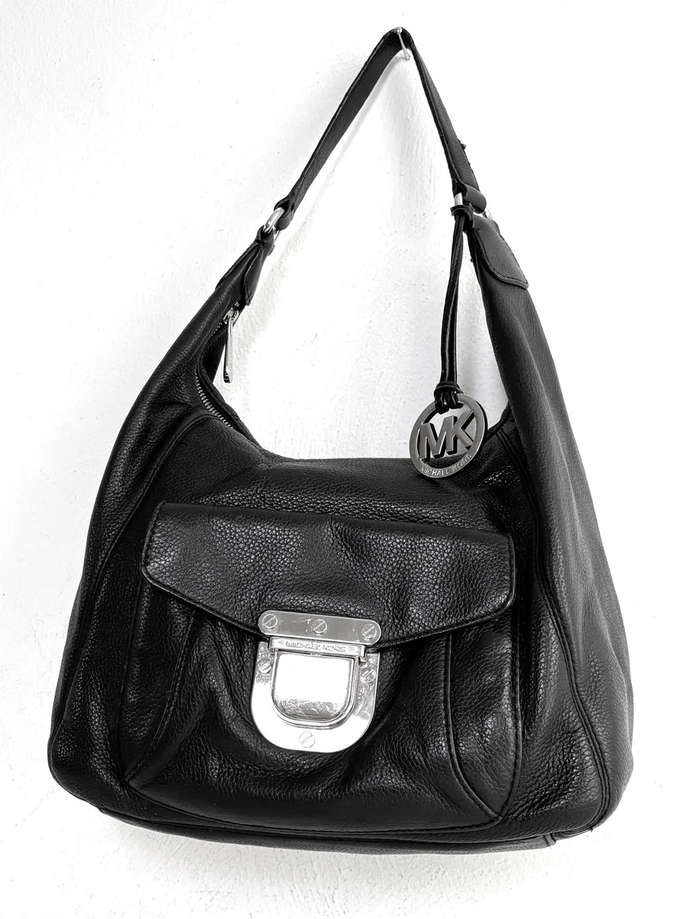 MICHAEL KORS Fulton Pebbled Leather Hobo Shoulder Bag Purse Minimalist Neutral